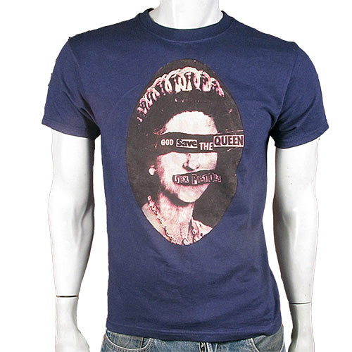 Blind Queen in black and pink on blue T-SHIRT