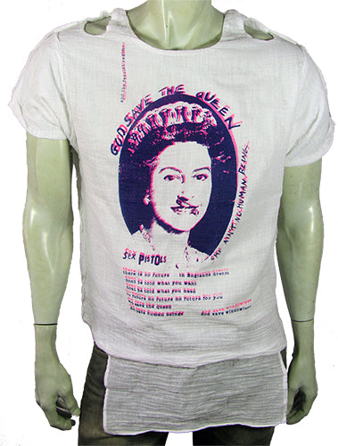 Safety Pin Queen blue and pink on white T-SHIRT or MUSLIN