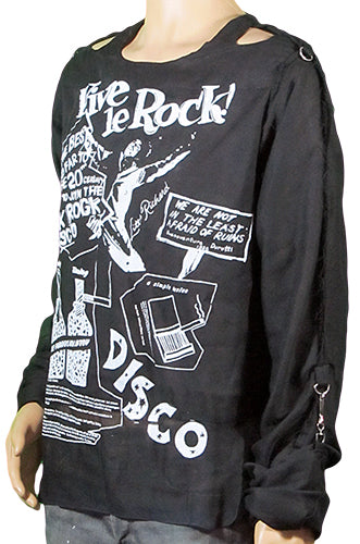 Vive le Rock in white on black T-SHIRT or MUSLIN