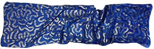 Silk scarf in blue with silver print - 135 x 35cms