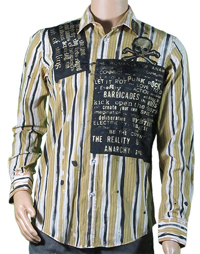 SALE: 14.5" collar.  Romance of Anarchy brown and black striped shirt