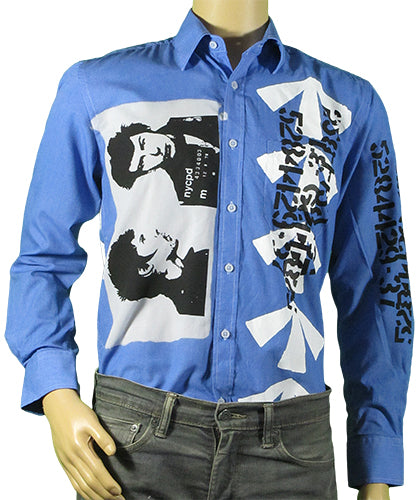 SALE: 14.5" collar.  Blue Sid Vicious shirt