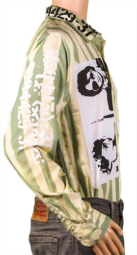 SALE: 16.5" collar. Elvis Trotsky green striped shirt