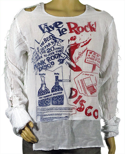 Vive le Rock in blue and red on white or MUSLIN