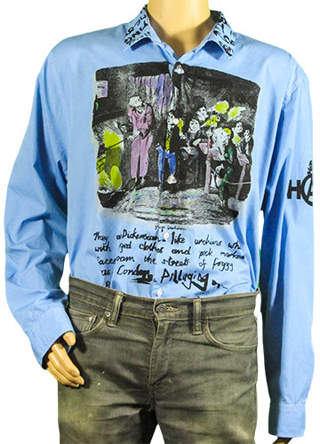 SALE: 18" collar Oliver Twist blue shirt