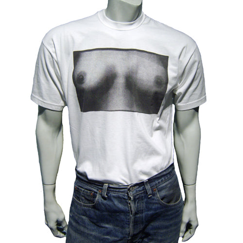 XL Tits black on white t-shirt with black label