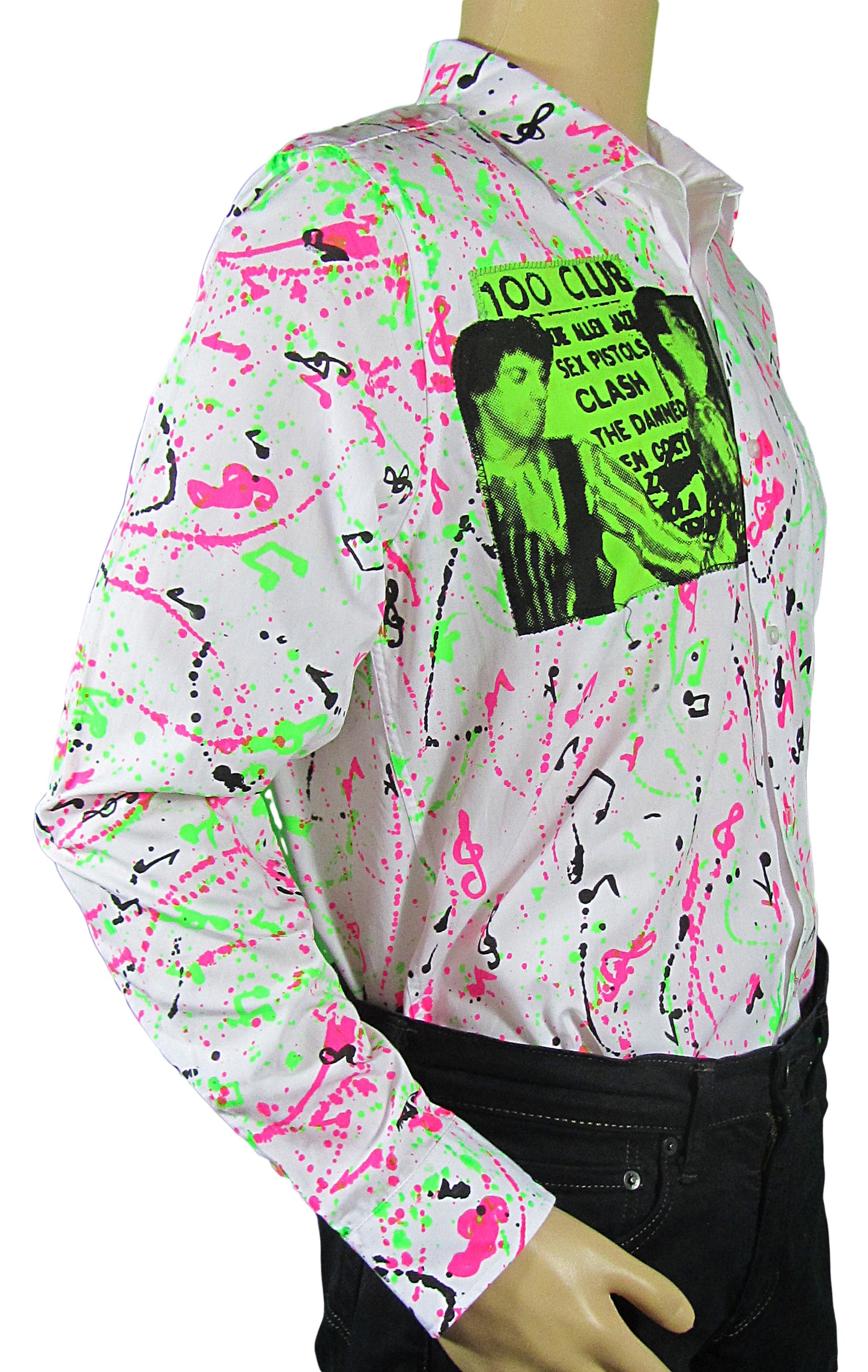 Splots white shirt with Green clash patch