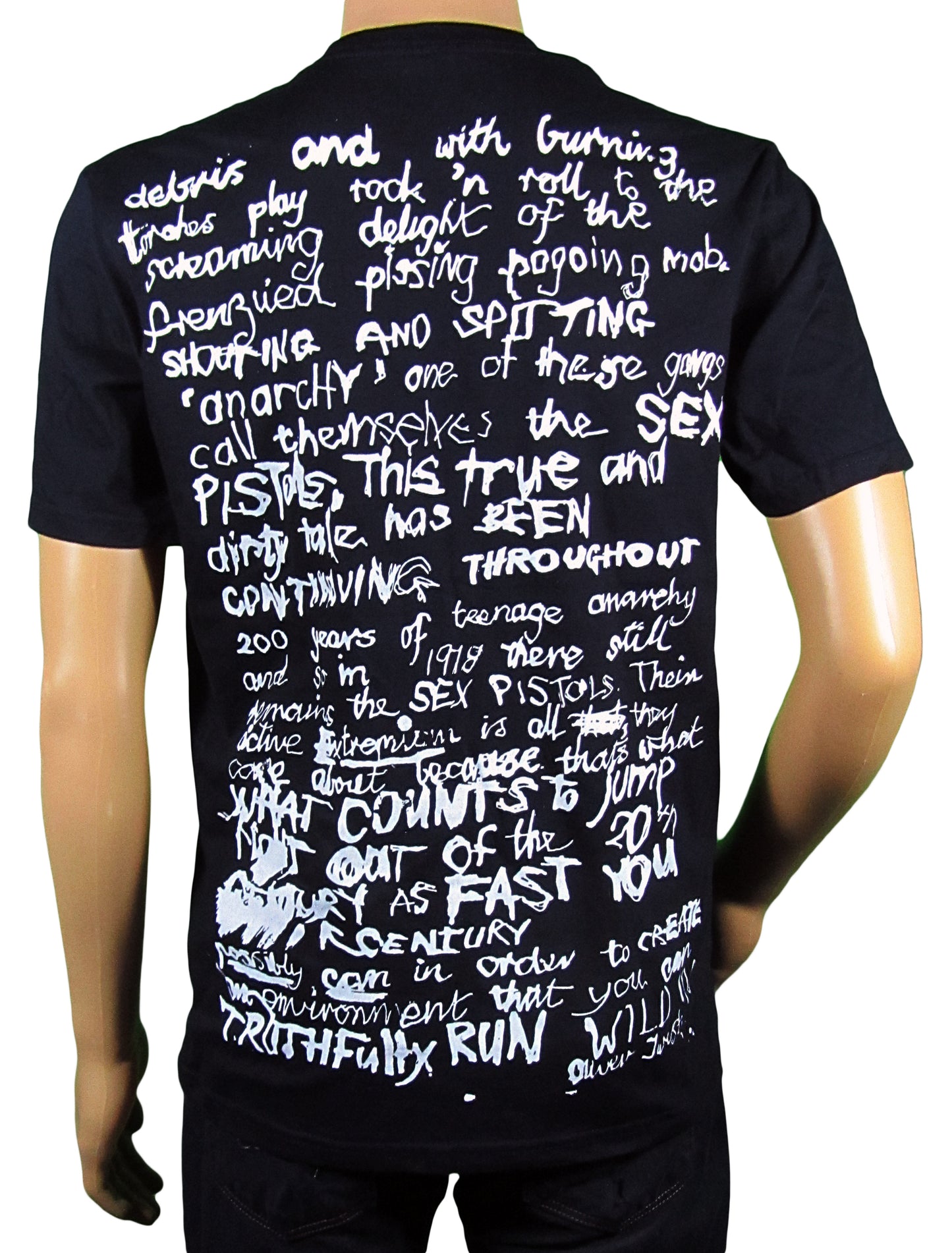 Oliver Twist white print on black t-shirt