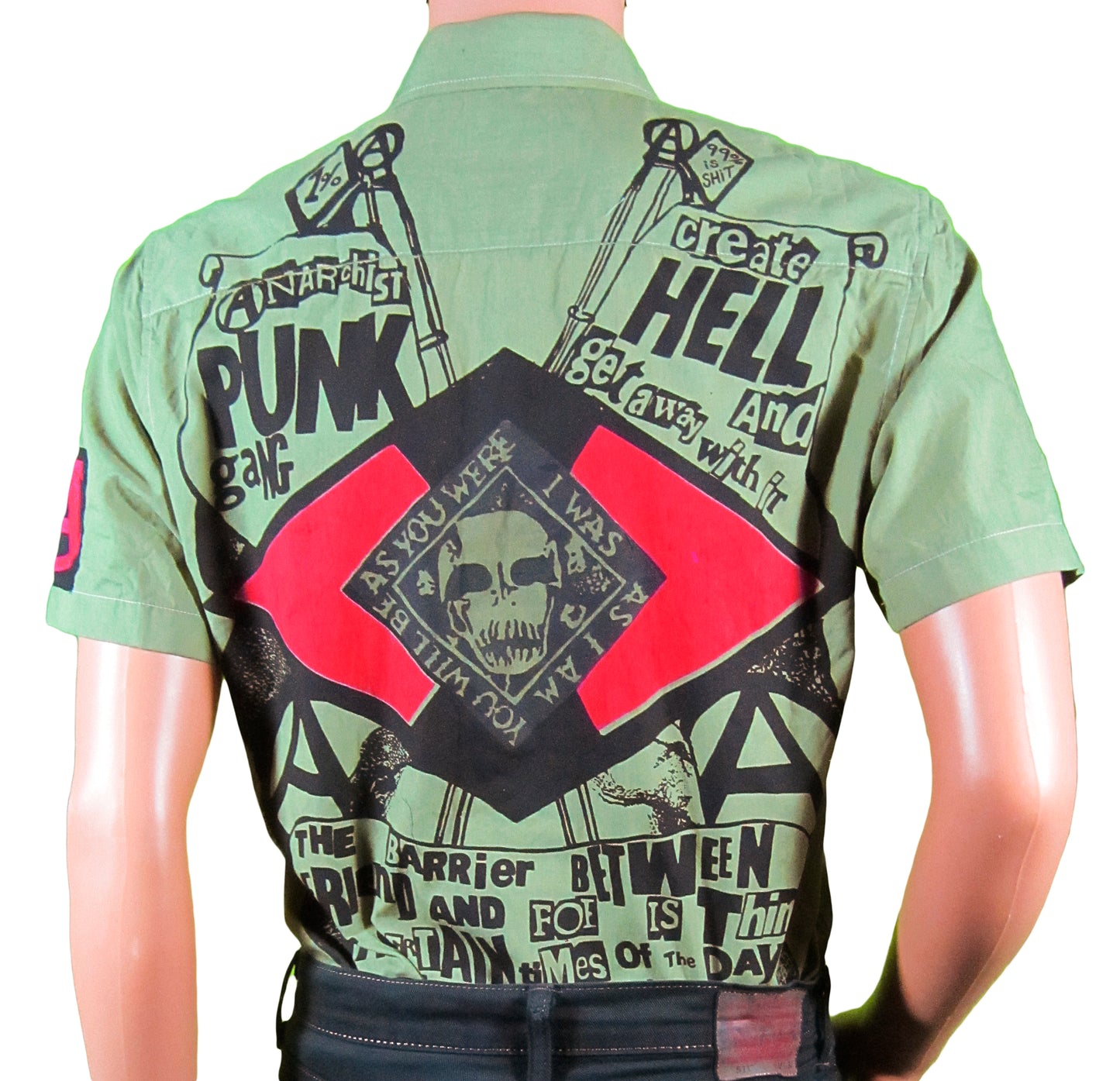 Anarchist Punk green short sleeved shirt