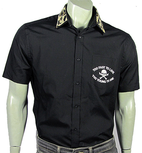 Rock'n'Roll Lives black short sleeved shirt