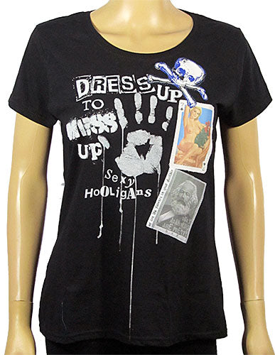 Dress Up to Mess Up  black WOMEN'S t-shirt