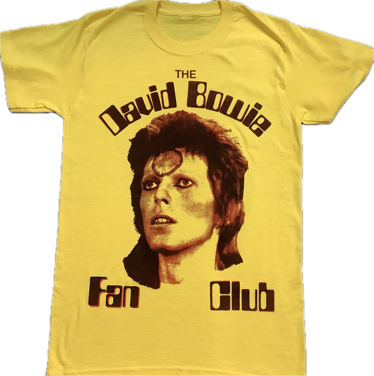 SALE: Small. Orange/black Bowie Fan Club yellow t-shirt