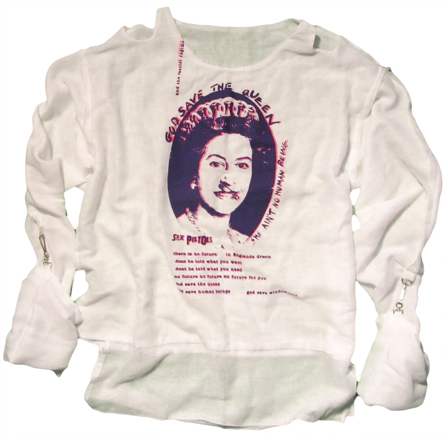 Safety Pin Queen blue and pink on white T-SHIRT or MUSLIN