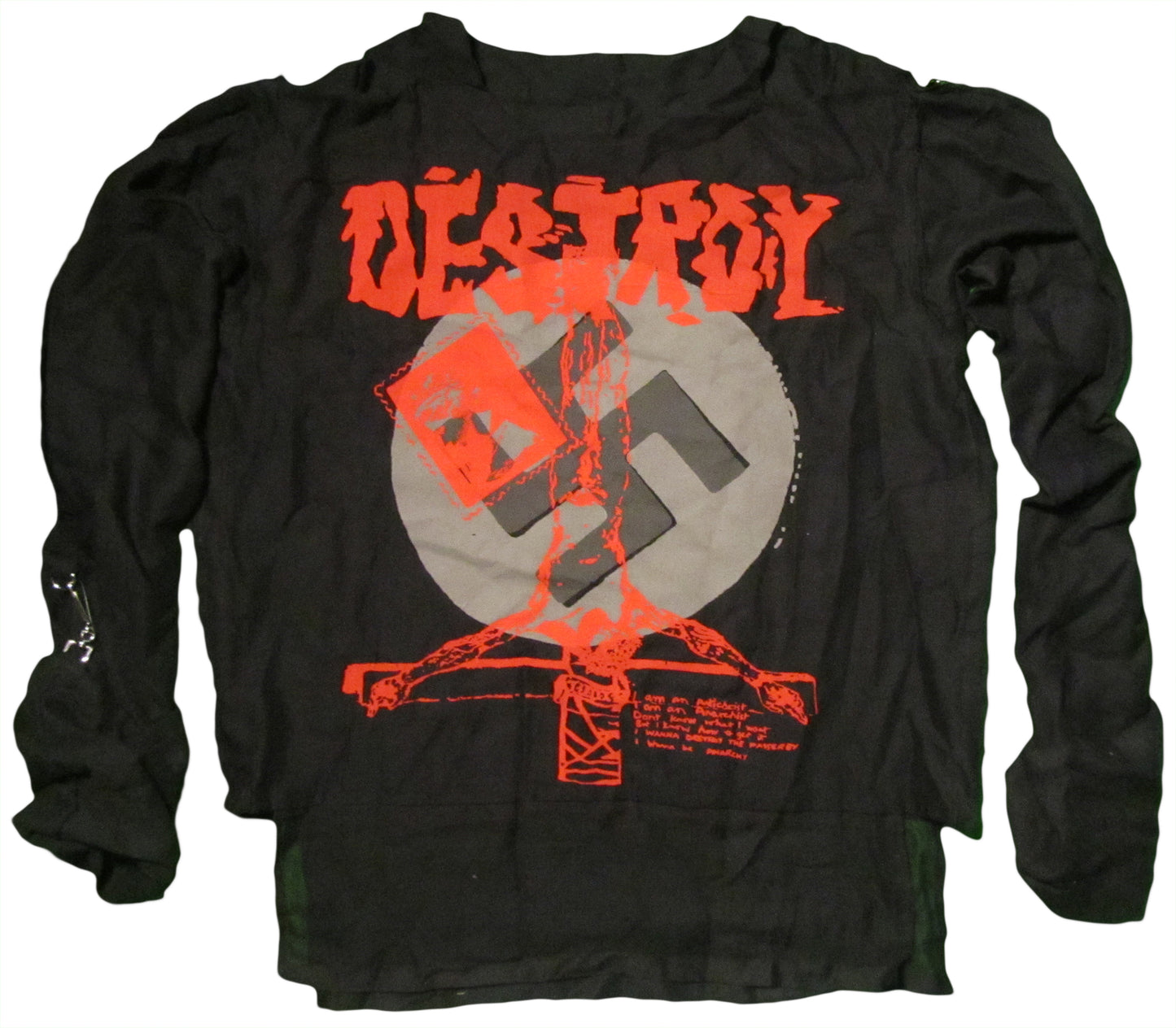 Destroy in red and grey on black T-SHIRT orMUSLIN