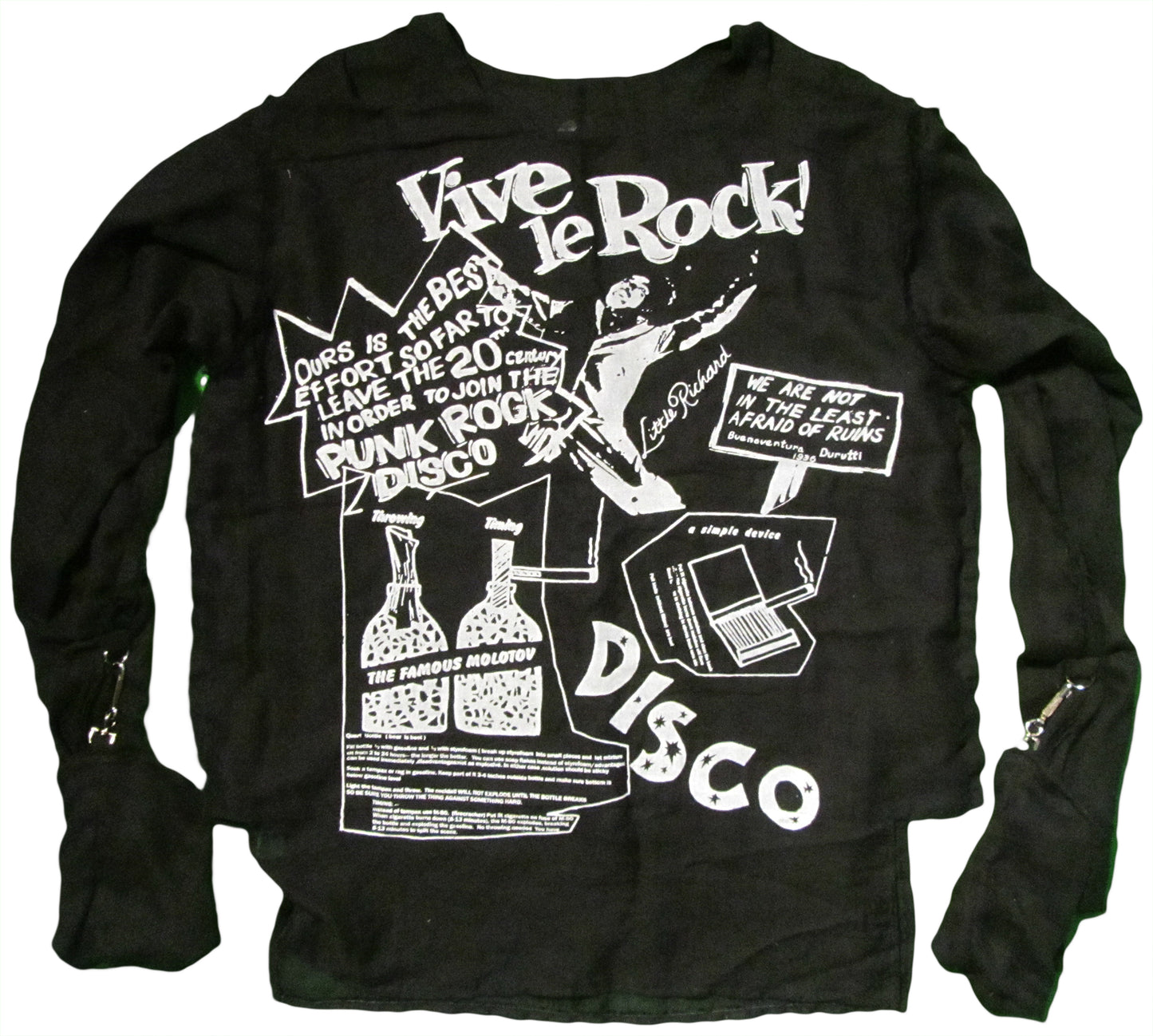 Vive le Rock in white on black T-SHIRT or MUSLIN