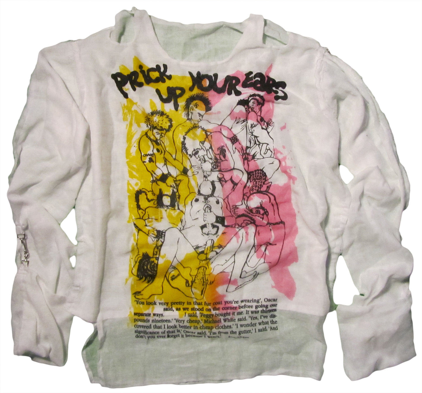 Prick Up Your Ears yellow and pink white T-SHIRT or MUSLIN