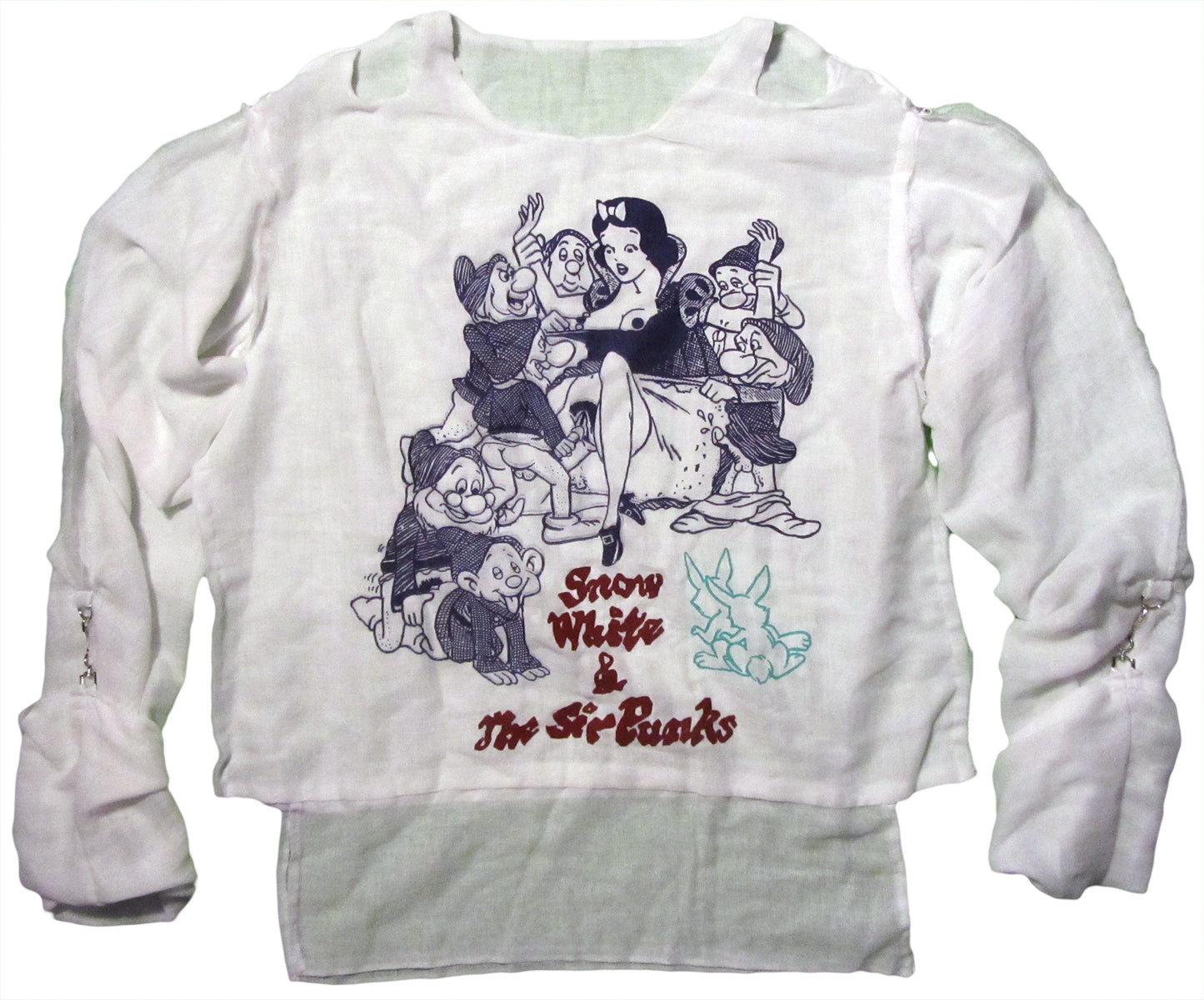 Snow White in blue on white T-SHIRT orMUSLIN