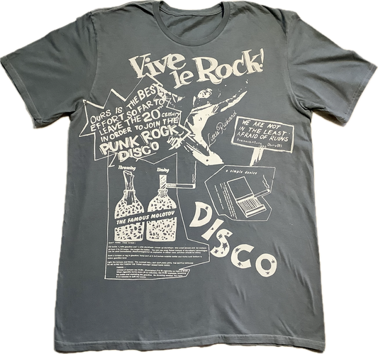 SALE: Large Vive le Rock dyed grey  t-shirt (55cms across chest)