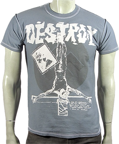 Destroy in white and grey/grey on grey t-shirt