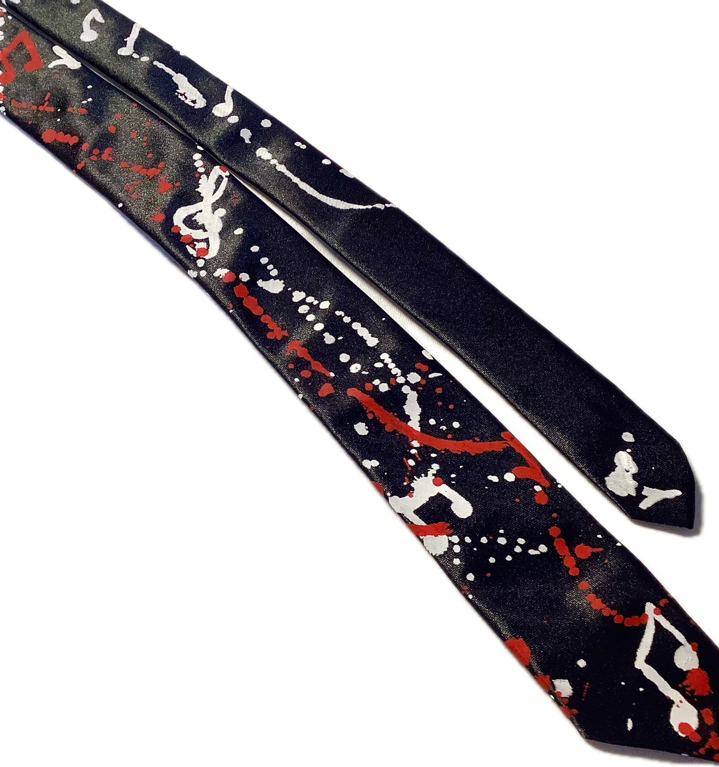 black Tie with Red & White musical Splots print