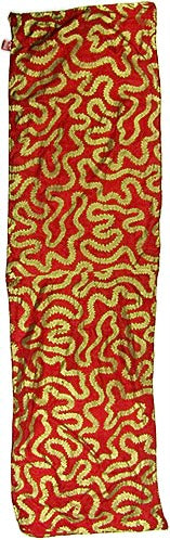 Silk scarf in red with gold print 135cms x 35 cms