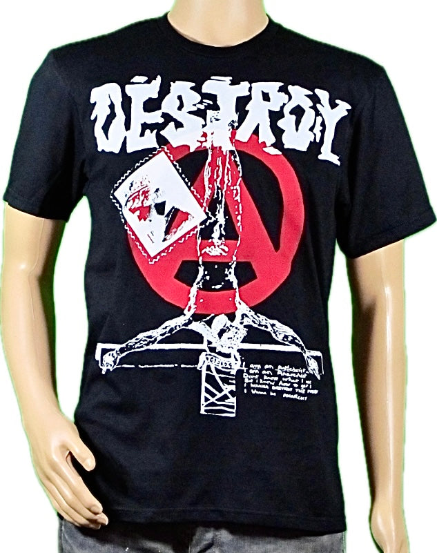 Destroy Anarchy A on black T-SHIRT or MUSLIN