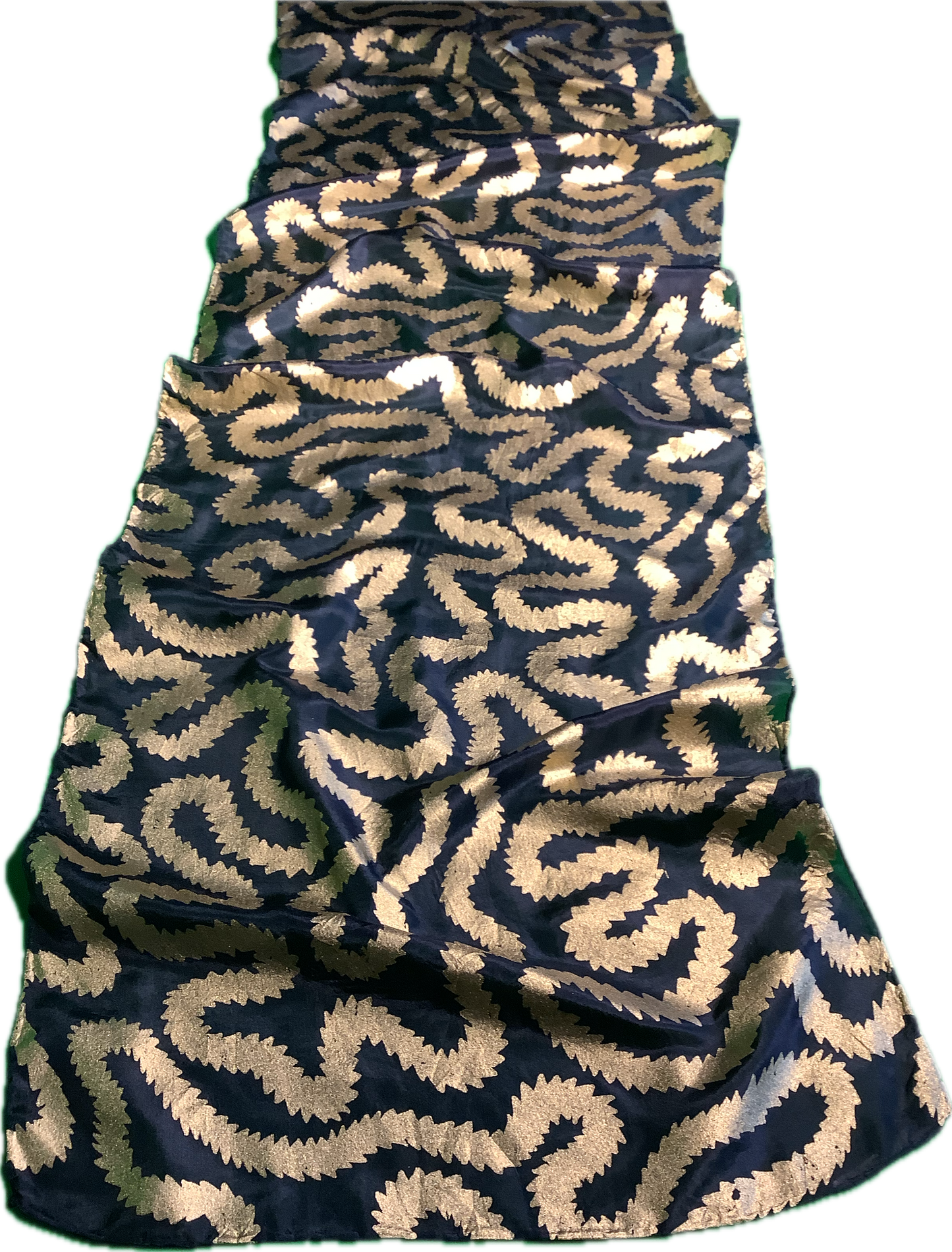 Silk scarf in black with Gold print - 135cms x 35cms