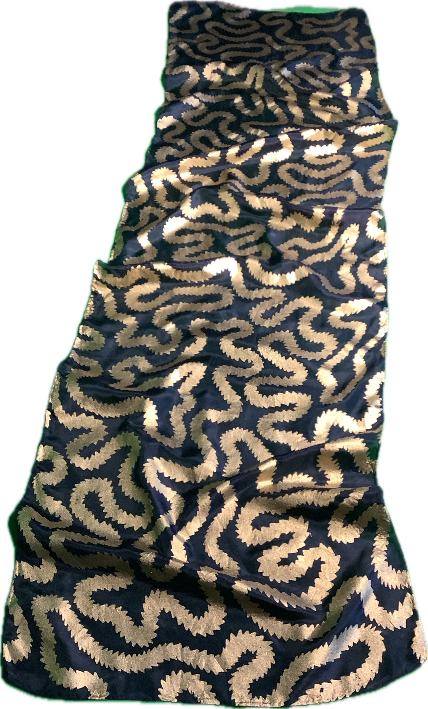 Silk scarf in black with Gold print - 135cms x 35cms