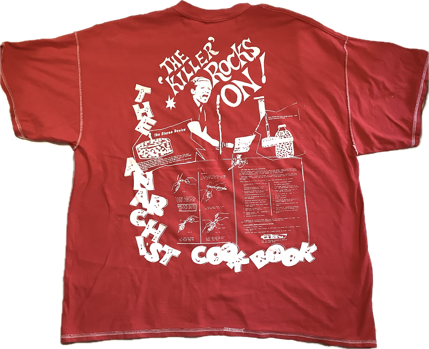 SALE: 2xl Vive le Rock on dyed Red Tee (66cms across)