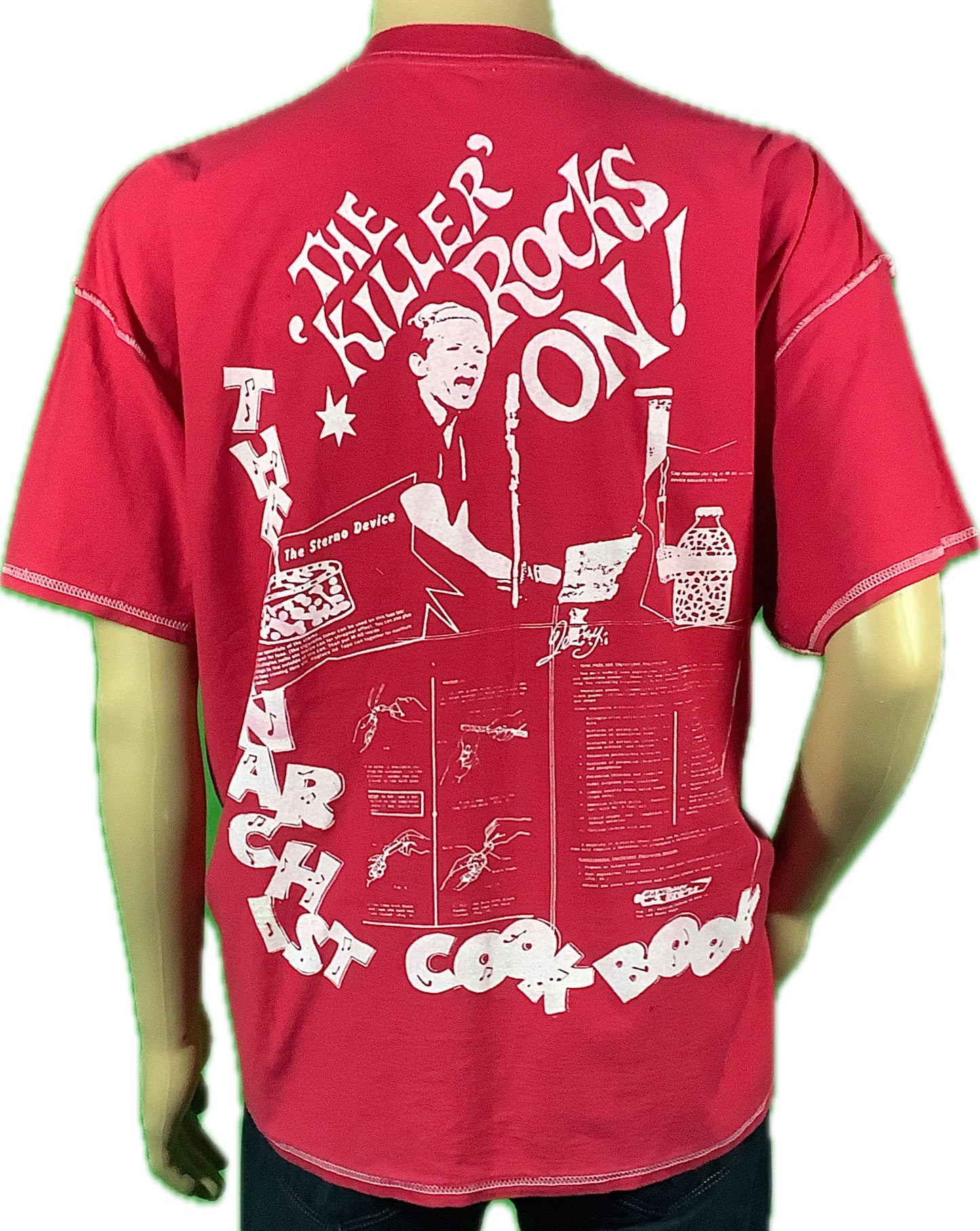 SALE: 2/3xl Vive le Rock on dyed Red Tee (67cm across)