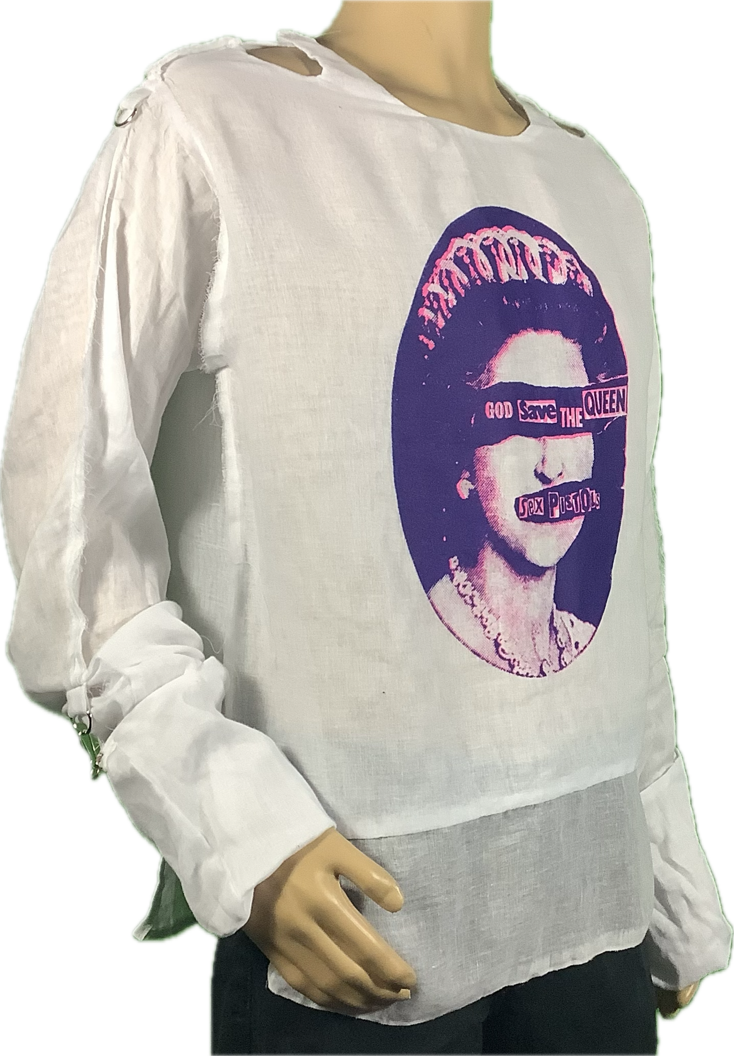 Blind Queen on white muslin