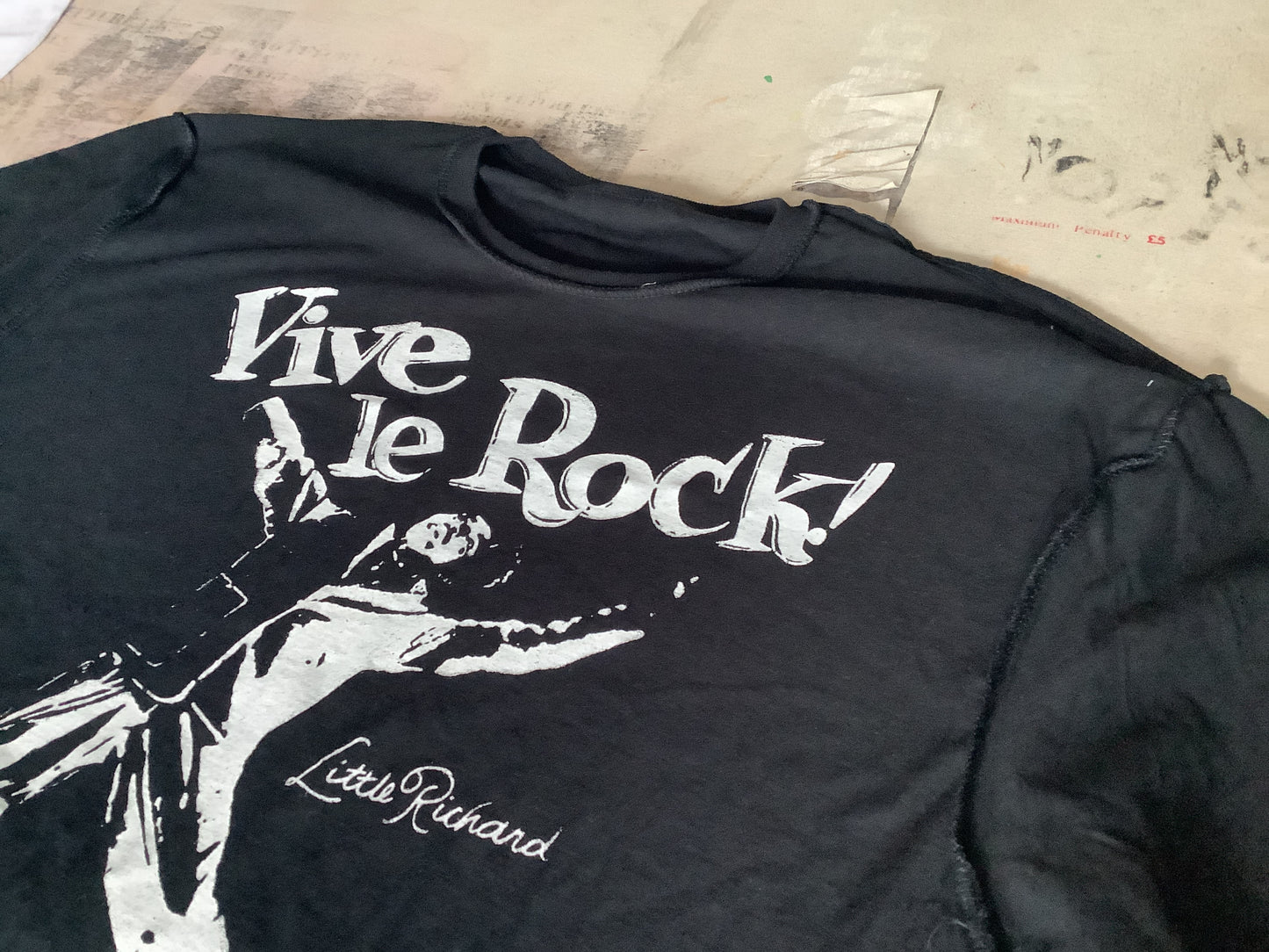 SALE: Little Richard Vive le Rock black T-SHIRT Large 57cms