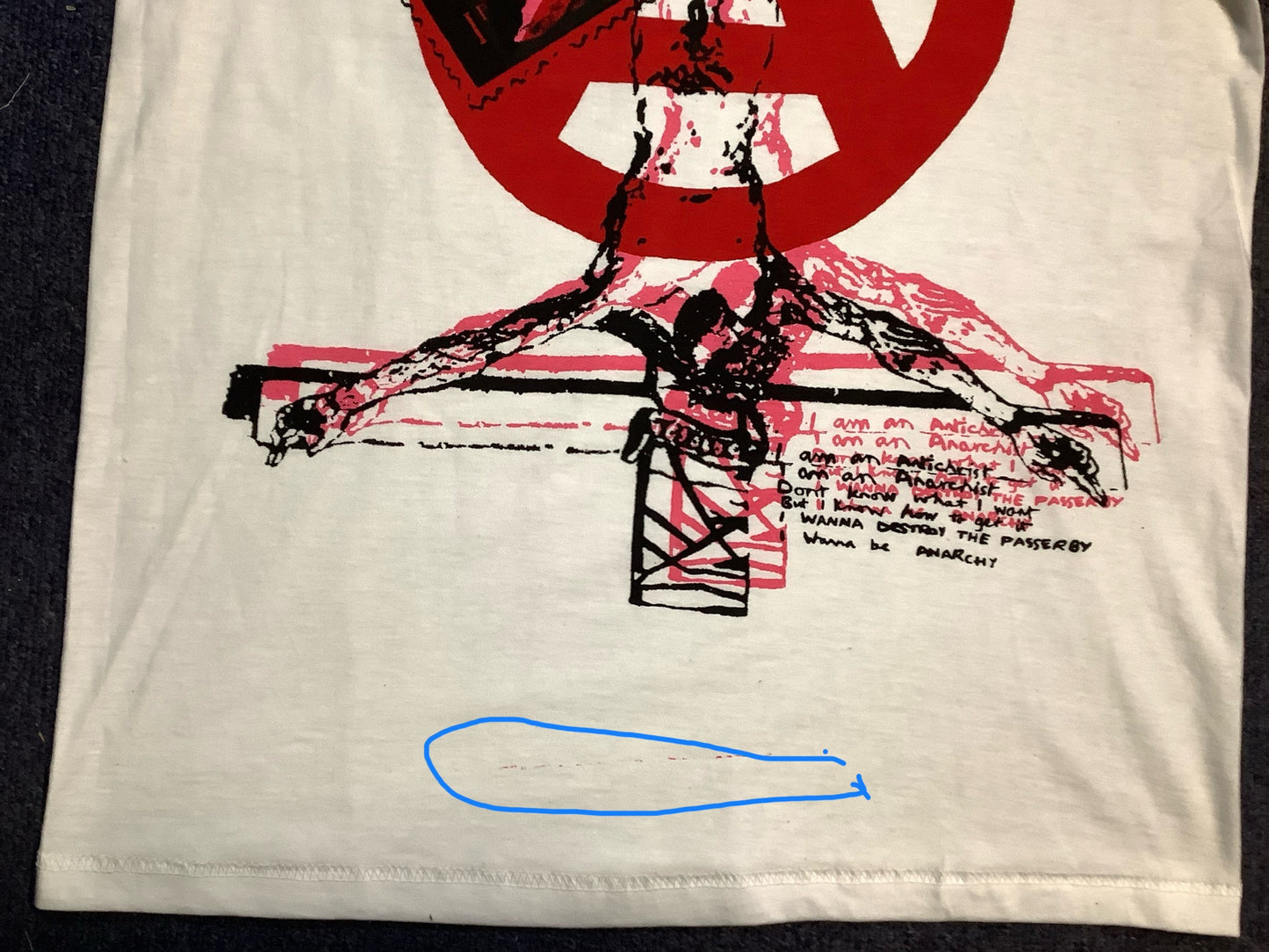 SALE: Destroy Anarchy A white T-SHIRT - small 47cms wide