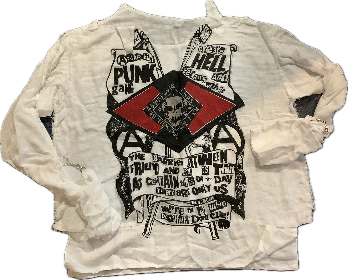SALE: Anarchist Punk Gang on white MUSLIN 66cms/26” across