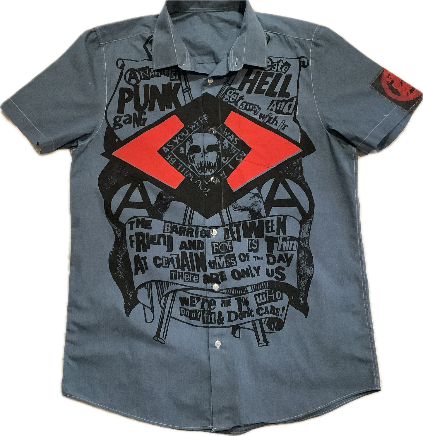 Anarchist Punk grey short sleeved shirt