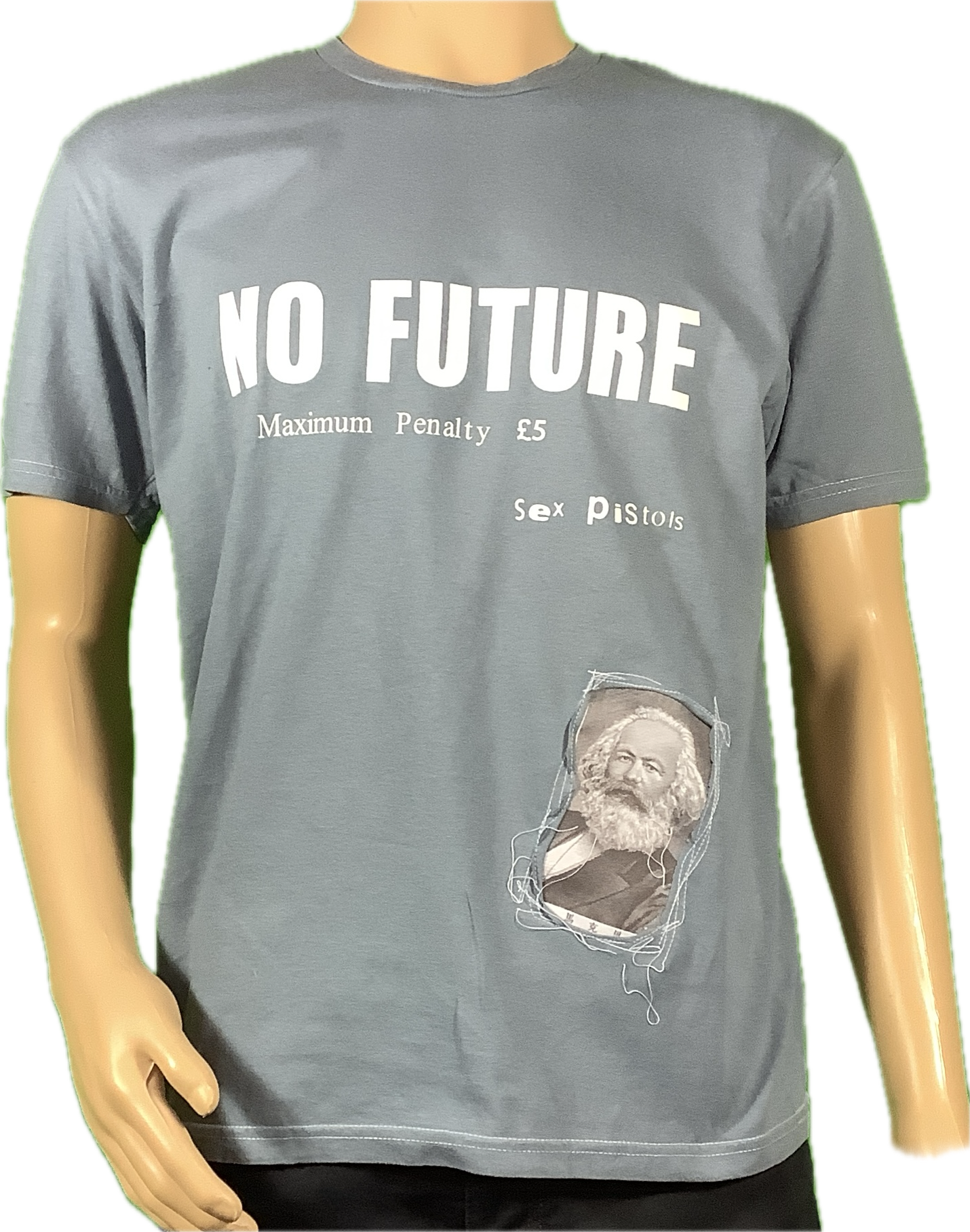 Sample: No Future/marx patch dyed grey t-shirt - medium
