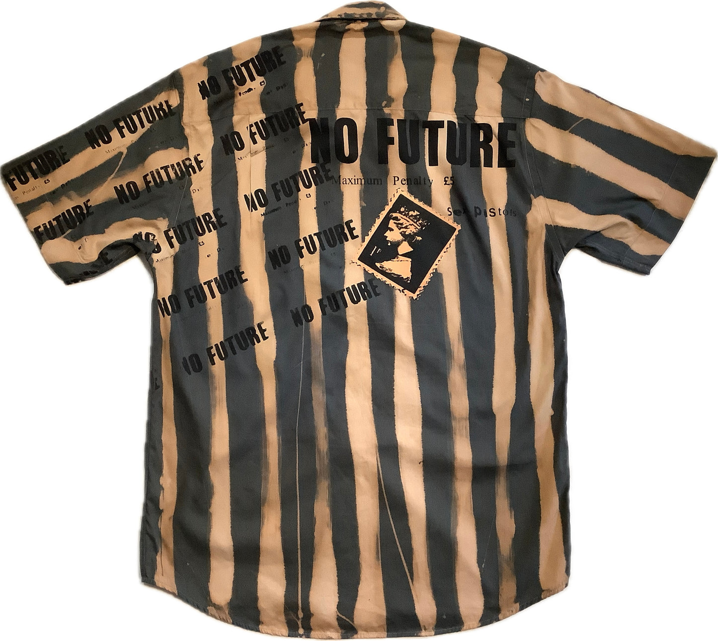 Sample : No Future Grey/orange no future striped short sleeved shirt neck 15.