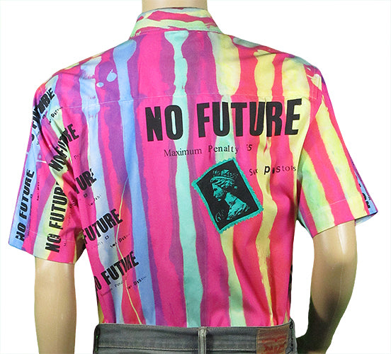 No Future pink striped short sleeved shirt