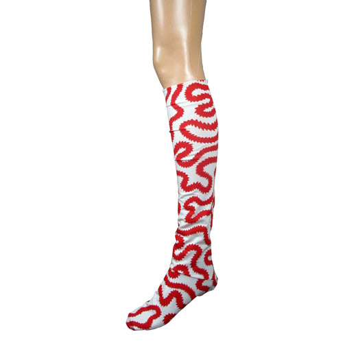 Squiggle stockings in red