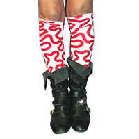 Squiggle stockings in red