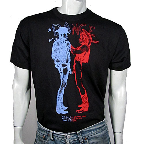 Cowboys black t-shirt in blue and red