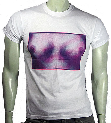 Tits white t-shirt with blue and pink print
