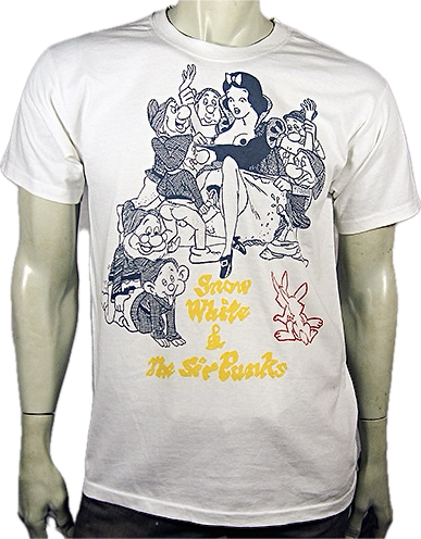 Snow White in blue/yellow on white T-SHIRT or MUSLIN