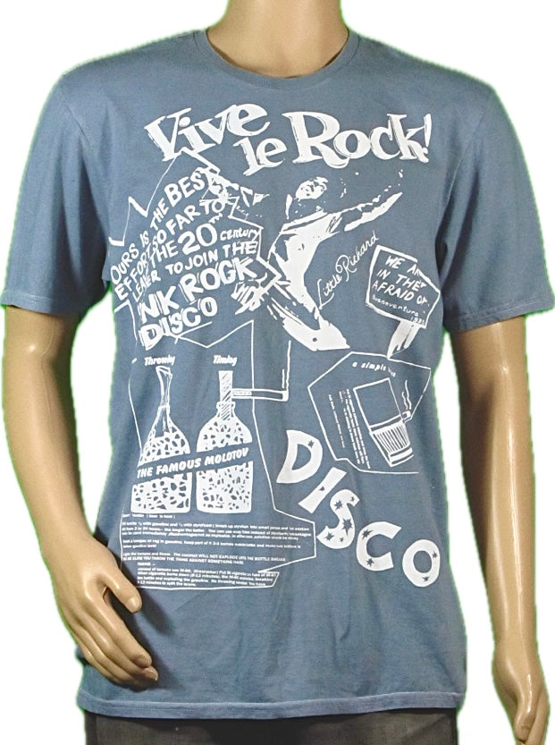 SALE: Large Vive le Rock dyed grey  t-shirt (55cms across chest)