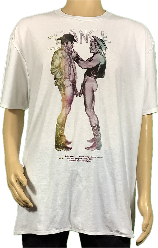 SALE: 2xl Cowboys on white inside out Tee 66 cms across