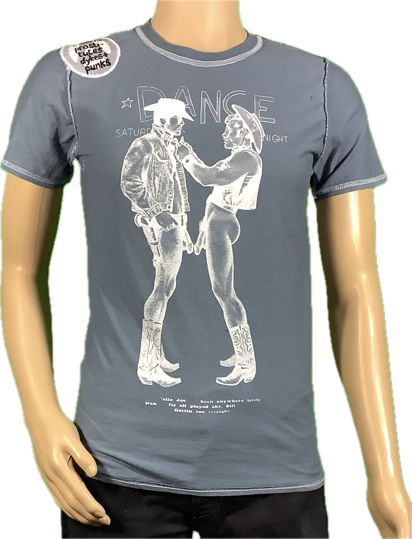 SALE: Cowboys dyed grey inside out  t-shirt small 46cms wide