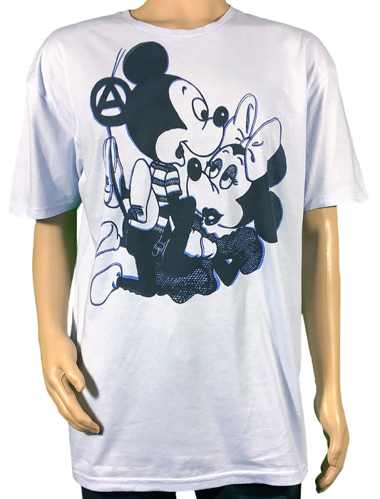 SALE: Mickey & Minnie  dyed pale Blue  t-shirt - XL