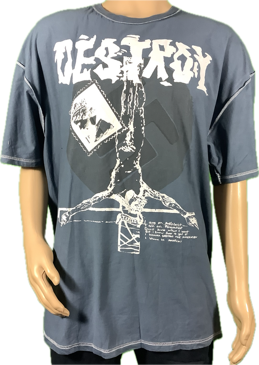 SALE: 3xl DESTROY  dyed  Grey Tee (73cms across)