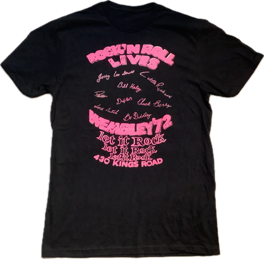 SALE: Rock n Roll lives  black t-shirt (medium) 53cms wide