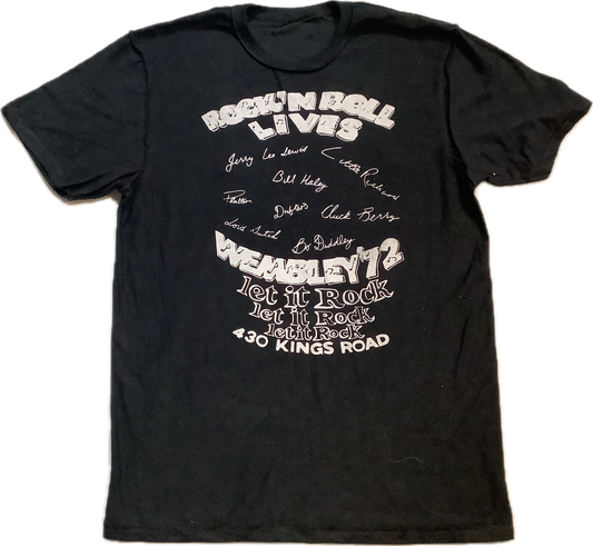 SALE: Rock n Roll lives  black t-shirt (medium) 53cms wide